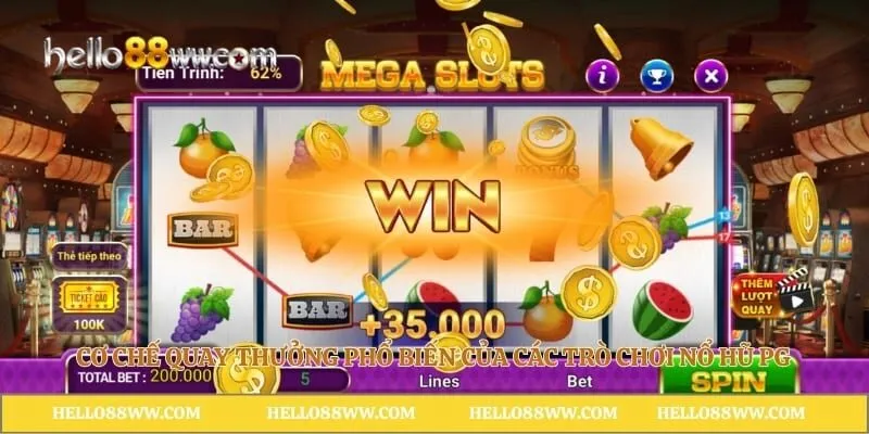 Cơ chế quay thưởng phổ biến của các trò chơi nổ hũ PG